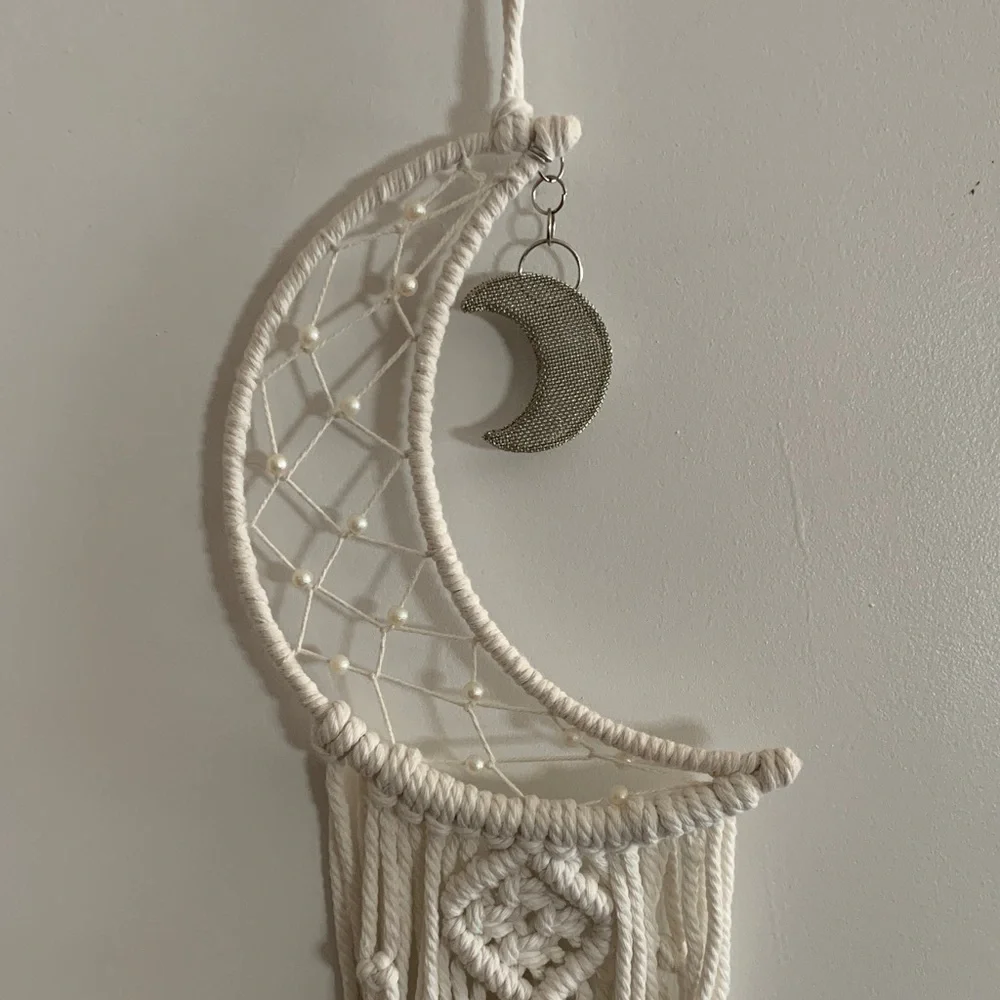 Elegant Cream Macramé Moon Wall Hanging